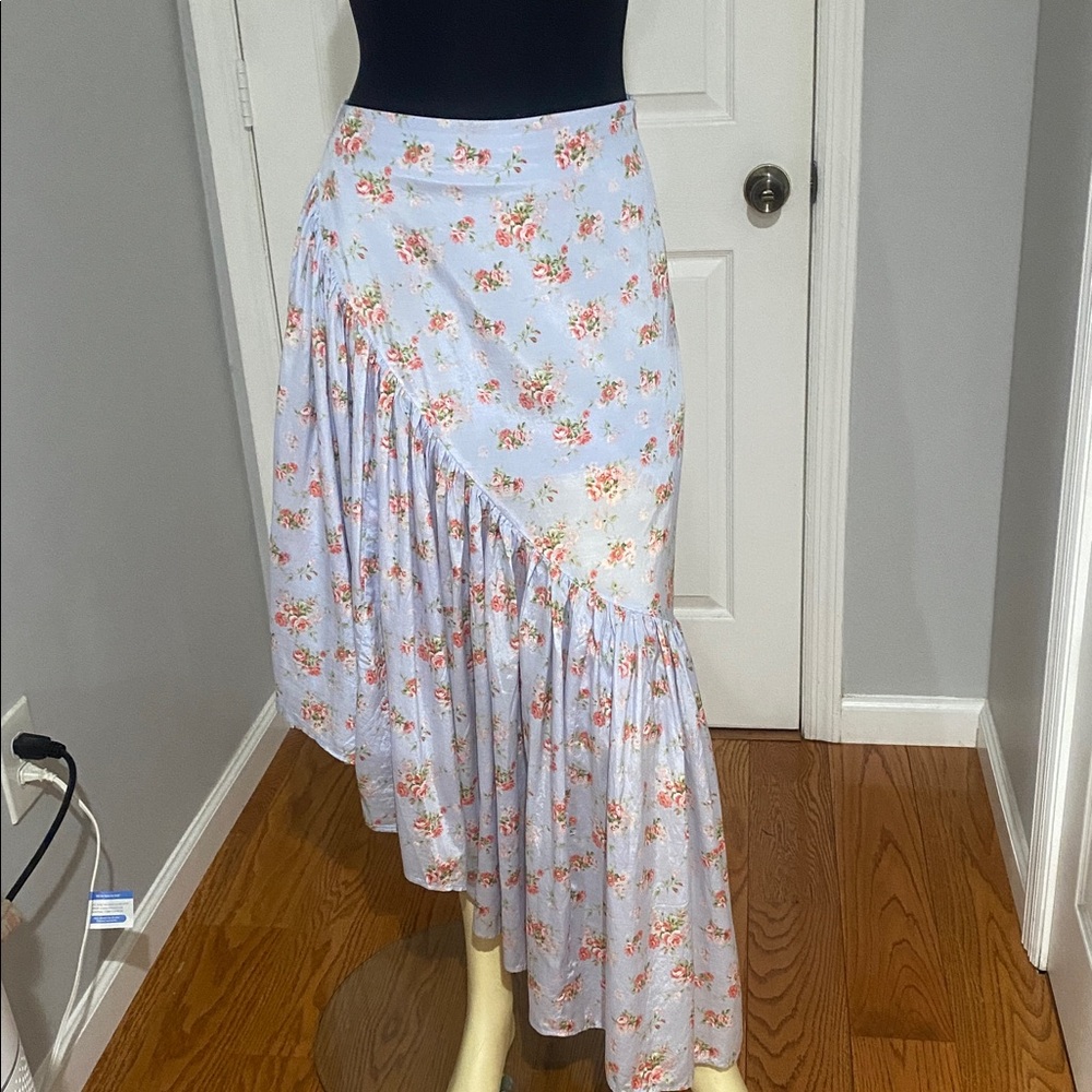 Floral Asymmetrical Blue Skirt/ Size XS